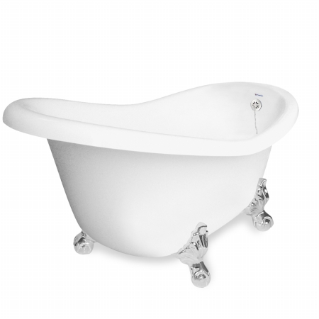 Picture of American Bath Factory T021A-CH & DM-7 Marilyn 67 in. White Acrastone Tub & Drain- Chrome Metal Finish- Large