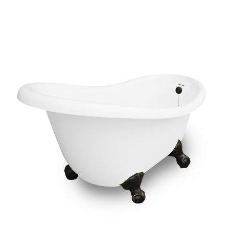 Picture of American Bath Factory T020A-OB & DM-7 Marilyn 67 in. White Acrastone Tub & Drain- Old World Bronze Metal Finish- Small