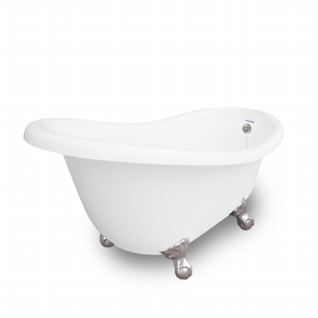 Picture of American Bath Factory T020A-SN & DM-7 Marilyn 67 in. White Acrastone Tub & Drain- Satin Nickel Metal Finish- Small