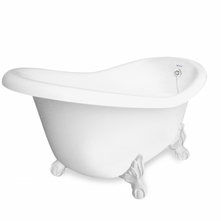 Picture of American Bath Factory T021A-WH & DM-7 Marilyn 67 in. White Acrastone Tub & Drain- White Metal Finish- Large