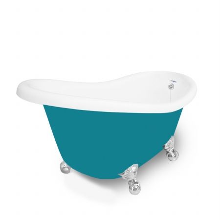 Picture of American Bath Factory T020A-CH-P & DM-7 Marilyn 67 in. Splash Of Color Acrastone Tub & Drain- Chrome Metal Finish- Small