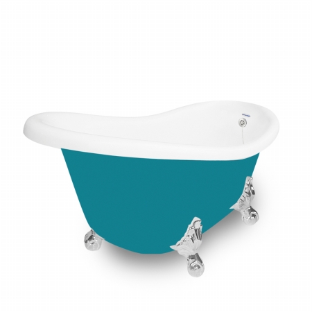 Picture of American Bath Factory T021A-CH-P & DM-7 Marilyn 67 in. Splash Of Color Acrastone Tub & Drain- Chrome Metal Finish- Large
