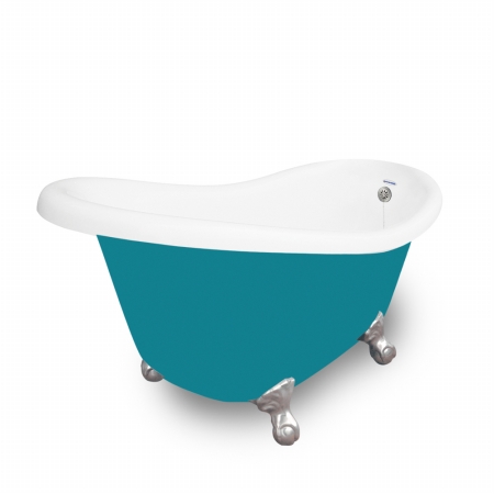 Picture of American Bath Factory T020A-SN-P & DM-7 Marilyn 67 in. Splash Of Color Acrastone Tub & Drain- Satin Nickel Metal Finish- Small