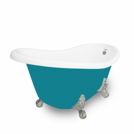 Picture of American Bath Factory T021A-SN-P & DM-7 Marilyn 67 in. Splash Of Color Acrastone Tub & Drain- Satin Nickel Metal Finish- Large