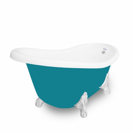 Picture of American Bath Factory T021A-WH-P & DM-7 Marilyn 67 in. Splash Of Color Acrastone Tub & Drain&#44; White Metal Finish&#44; Large