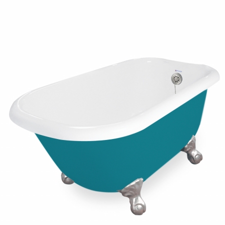 Picture of American Bath Factory T040A-SN-P & DM-7 Jester 54 in. Splash Of Color Acrastone Tub & Drain- Satin Nickel Metal Finish- Small