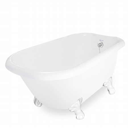 Picture of American Bath Factory T040A-WH & DM-7 Jester 54 in. White Acrastone Tub & Drain- White Metal Finish- Small