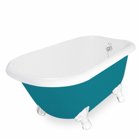 Picture of American Bath Factory T040A-WH-P & DM-7 Jester 54 in. Splash Of Color Acrastone Tub & Drain&#44; White Metal Finish&#44; Small