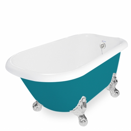 Picture of American Bath Factory T041A-CH-P & DM-7 Jester 54 in. Splash Of Color Acrastone Tub & Drain&#44; Chrome Metal Finish&#44; Large