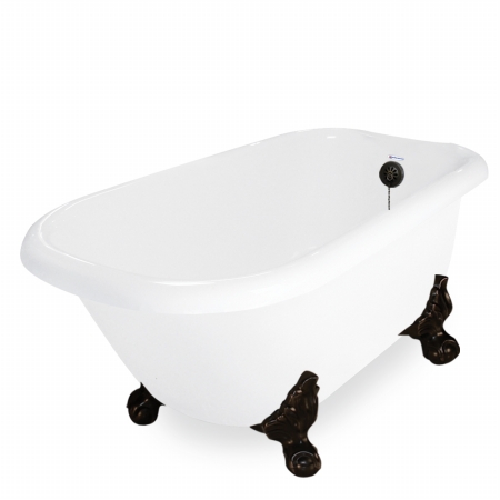 Picture of American Bath Factory T041A-OB & DM-7 Jester 54 in. White Acrastone Tub & Drain- Old World Bronze Metal Finish- Large