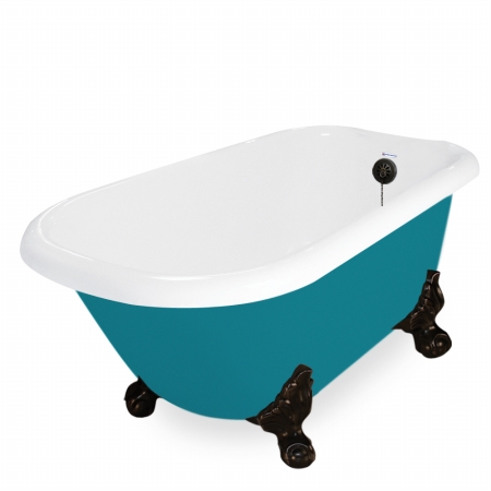 Picture of American Bath Factory T041A-OB-P & DM-7 Jester 54 in. Splash Of Color Acrastone Tub & Drain- Old World Bronze Metal Finish- Large