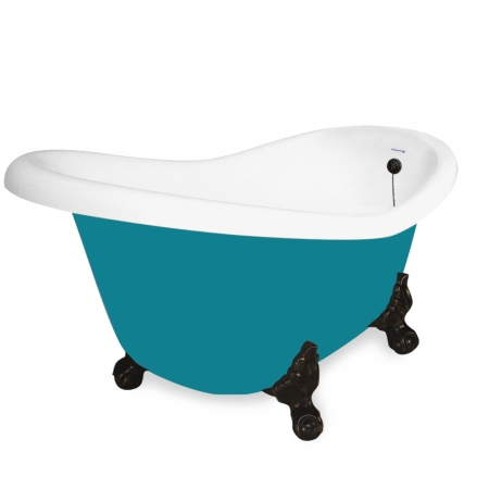 Picture of American Bath Factory T011A-OB-P & DM-7 Ascot 60 in. Splash Of Color Acrastone Tub & Drain- Old World Bronze Metal Finish- Large