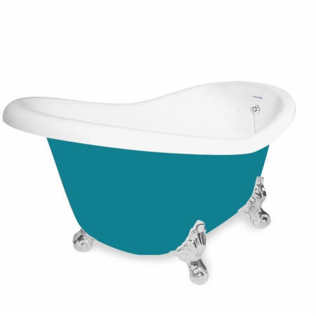Picture of American Bath Factory T011A-CH-P & DM-7 Ascot 60 in. Splash Of Color Acrastone Tub & Drain- Chrome Metal Finish- Large