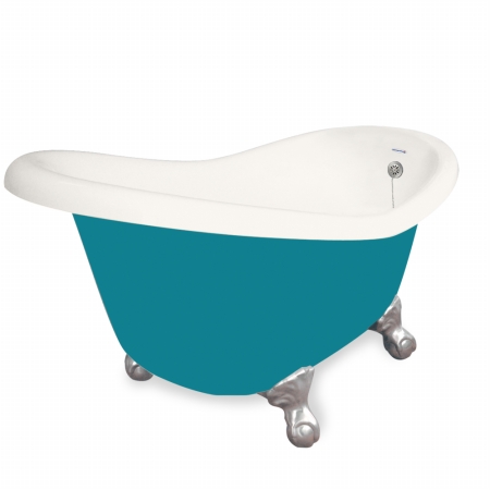 American Bath Factory T010A-SN-BP & DM-7 Ascot 60 in. Bisque Acrastone Tub & Drain, Satin Nickel Metal Finish, S