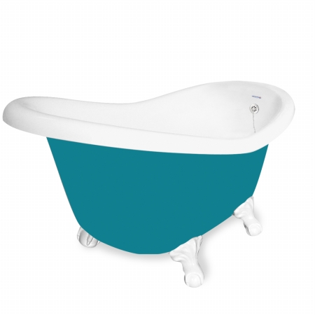 Picture of American Bath Factory T010A-WH-P & DM-7 Ascot 60 in. Splash Of Color Acrastone Tub & Drain- White Metal Finish- Small