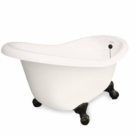 American Bath Factory T010A-OB-B & DM-7 Ascot 60 in. Bisque Acrastone Tub & Drain, Old World Bronze Metal Finish,