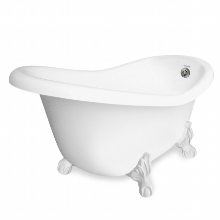 Picture of American Bath Factory T011A-WH & DM-7 Ascot 60 in. White Acrastone Tub & Drain&#44; White Metal Finish&#44; Large