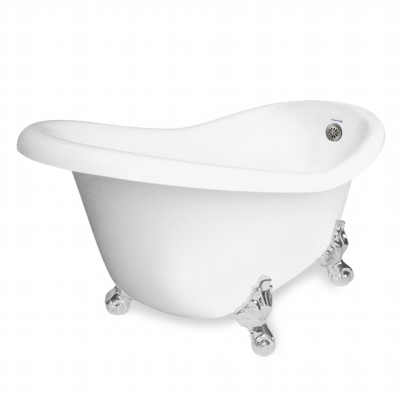 Picture of American Bath Factory T011A-CH & DM-7 Ascot 60 in. White Acrastone Tub & Drain- Chrome Metal Finish- Large