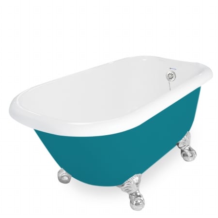 Picture of American Bath Factory T040A-CH-P & DM-7 Jester 54 in. Splash Of Color Acrastone Tub & Drain- Chrome Metal Finish- Small