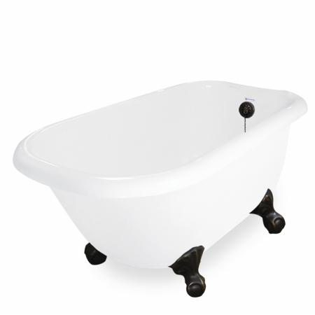 Picture of American Bath Factory T040A-OB & DM-7 Jester 54 in. White Acrastone Tub & Drain- Old World Bronze Metal Finish- Small