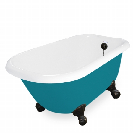 Picture of American Bath Factory T040A-OB-P & DM-7 Jester 54 in. Splash Of Color Acrastone Tub & Drain- Old World Bronze Metal Finish- Small