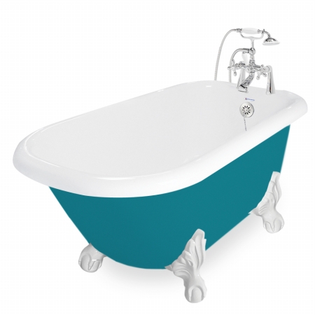 Picture of American Bath Factory T041B-WH-P Jester 54 in. Splash Of Color Acrastone Bath Tub- Large
