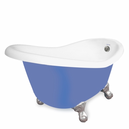 Picture of American Bath Factory T010A-SN-P Ascot 60 in. Splash Of Color Acrastone Tub & Drain- Satin Nickel Metal Finish- Small