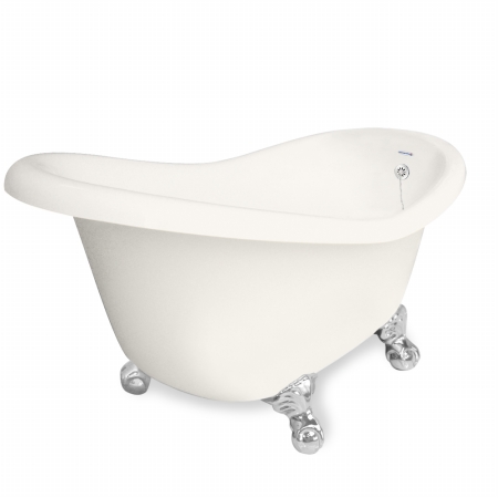 American Bath Factory T010A-CH-B Ascot 60 in. Bisque Acrastone Tub & Drain, Chrome Metal Finish, Small