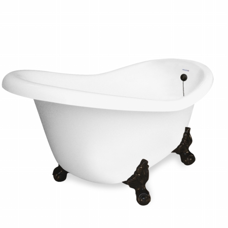 Picture of American Bath Factory T011A-OB Ascot 60 in. White Acrastone Tub & Drain- Old World Bronze Metal Finish- Large