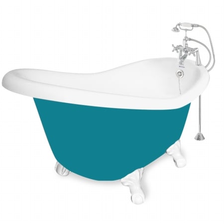 Picture of American Bath Factory T010B-WH-P Ascot 60 in. Splash Of Color Acrastone Bath Tub&#44; White Metal Finish&#44; Small