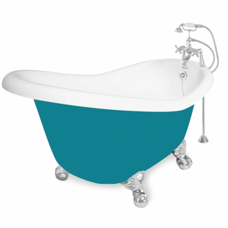 Picture of American Bath Factory T010B-CH-P Ascot 60 in. Splash Of Color Acrastone Bath Tub- Chrome Metal Finish- Small
