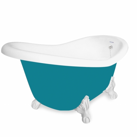 Picture of American Bath Factory T011A-WH-P Ascot 60 in. Splash Of Color Acrastone Tub & Drain&#44; No Faucet Holes&#44; White Metal Finish&#44; Large