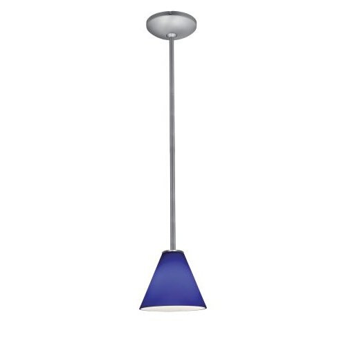 28004-1R-BS-COB Ami Inari Silk - One Light Pendant With Round Canopy- Brushed Steel Finish With Cobalt Blue Glass -  ACCESS LIGHTING, 28004-1R-BS/COB