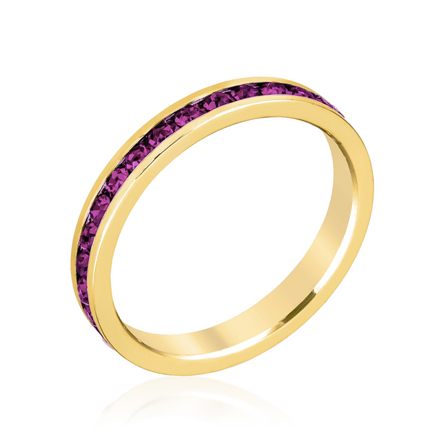 R01147G-V20-08 Stylish Stackables With Purple Crystal Ring, Size - 8