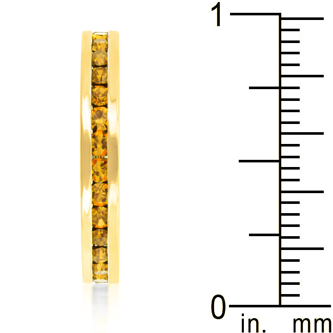 R01147G-V61-05 Stylish Stackables Yellow Crystal Gold Ring- Size - 5