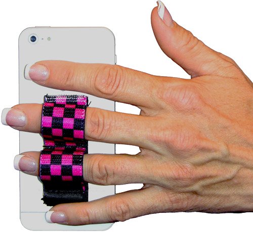 Picture of LAZY-HANDS 201350 Phone Grip - Fits Most  Black &amp; Pink Checkers