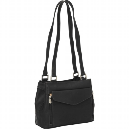 Picture of Piel Leather 2999 - BLK Double Compartment Shoulder Bag - Black