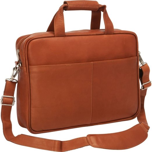 Picture of Piel Leather 3002 Slim Top - Zip Briefcase - Saddle