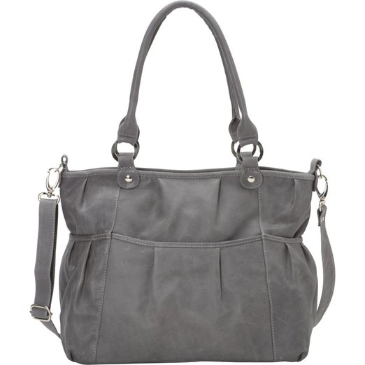 Picture of Piel Leather 3087 - CHAR Zippered Cross - Body Tote - Charcoal