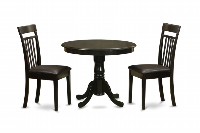 ANCA3-CAP-LC 3 Piece Kitchen Table-Drop Leaf Table and 4 Chairs For Dining Room