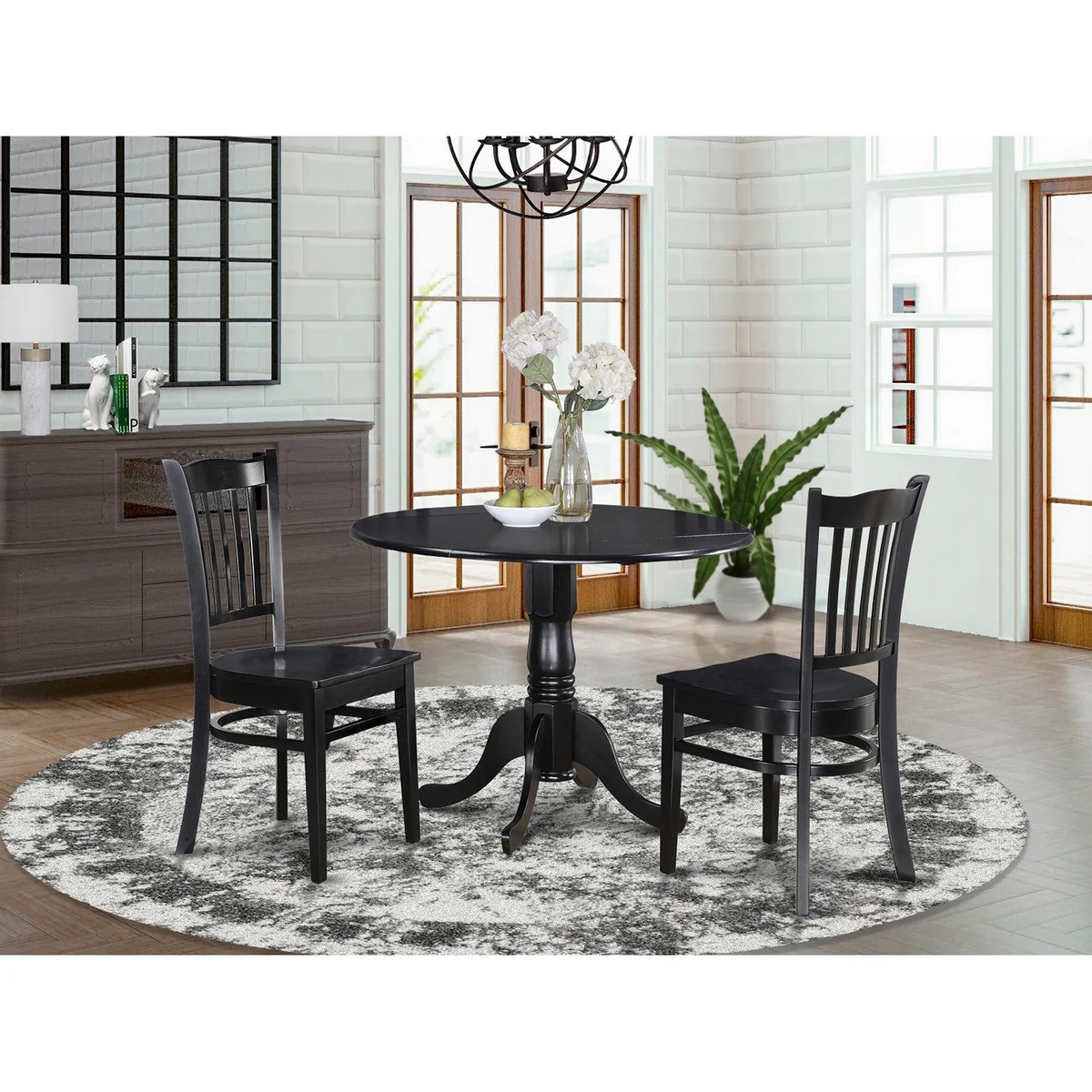 3 Piece Small Kitchen Table and Chairs Set-Round Kitchen Table and 2 Dinette Chairs