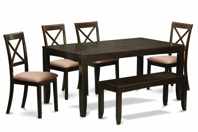 LYBO6-CAP-C 6 Piece Kitchen Table With Bench-Table With Leaf 4 Kitchen Dining Chairs and Bench