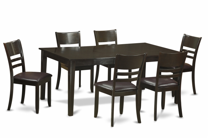 HELY7-CAP-LC 7 Piece Formal Dining Room Set-Kitchen Table Having Leaf and 6 Dining Room Chairs -  East West Furniture