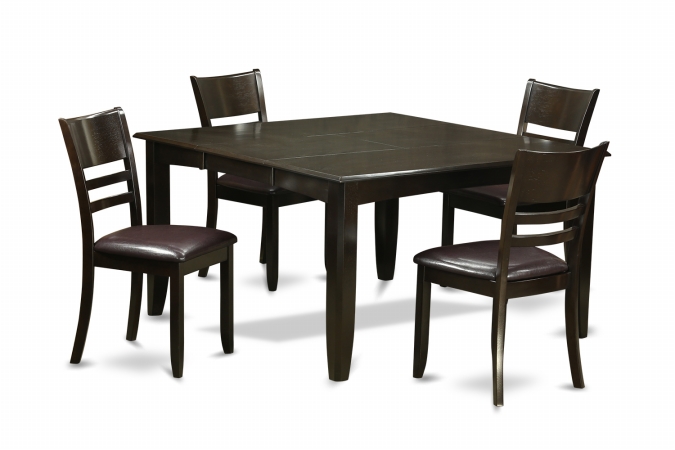 PFLY5-CAP-LC 5 Piece Dining Table Set-Dinette Table With Leaf and 4 Dinette Chairs