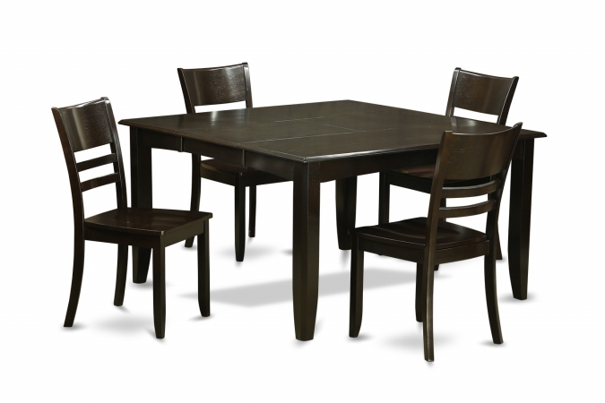 PFLY5-CAP-W 5 Piece Dining Room Set-Dinette Table With Leaf and 4 Kitchen Chairs