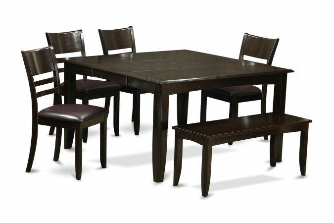 PFLY6-CAP-LC 6 Piece Dining Set With Benchdining Table With Leaf and 4 Dinette Chair Plus Bench
