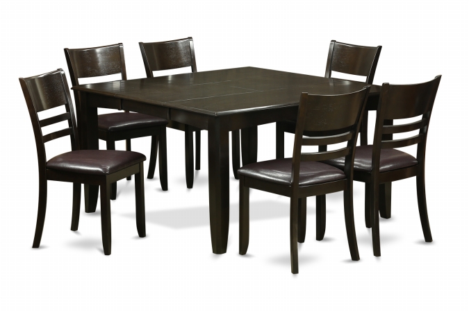 7 Piece Dining Set-Dinette Table With Leaf and 6 Kitchen Chairs