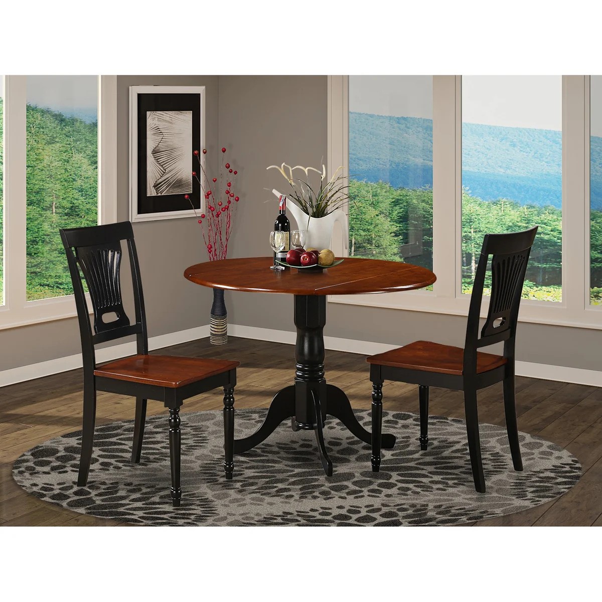 3 Piece Small Kitchen Table and Chairsset-Round Table and 2 Dinette Chairs