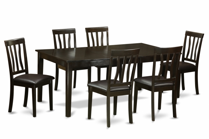7 Piece Dining Set-Table With Leaf and 6 Dinette Chairs