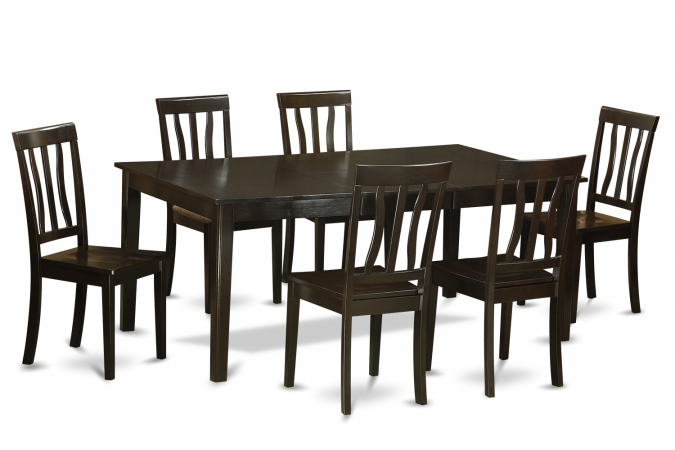 7 Piece Formal Dining Room Set-Table With Leaf and 6 Kitchen Chairs